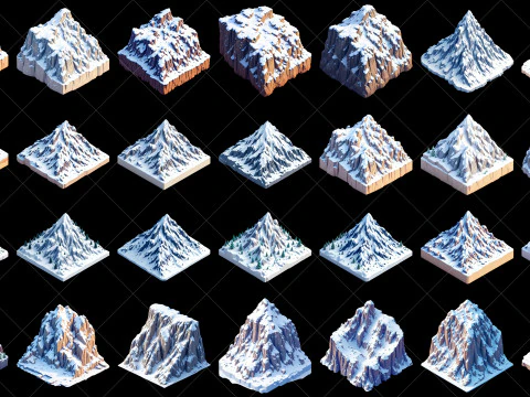 126 Risorse di gioco Montagne innevate isometriche CG Textures