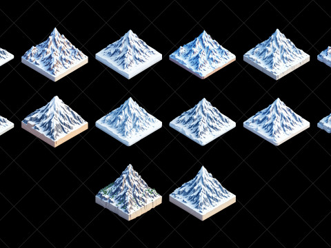 126 Isometric Snow Mountains Game Asset CG Textures