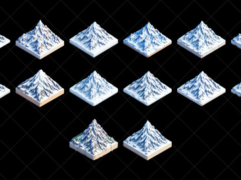 126 Risorse di gioco Montagne innevate isometriche CG Textures