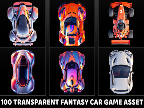 100 Transparent Fantasy Cars Game Asset Texturas CG