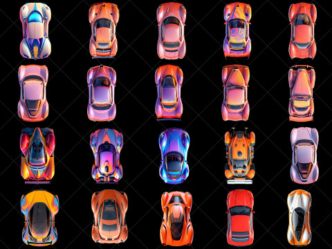 100 Transparent Fantasy Cars Game Asset CG Texturen