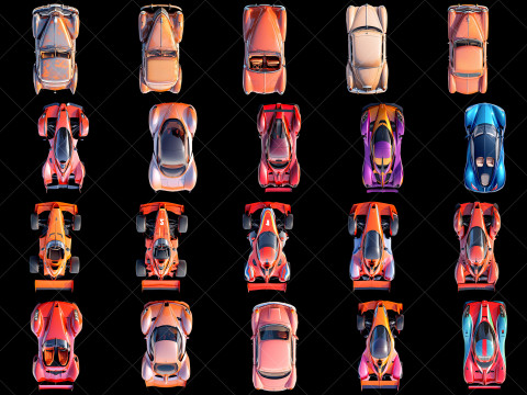 100 Transparent Fantasy Cars Game Asset CG Texturen