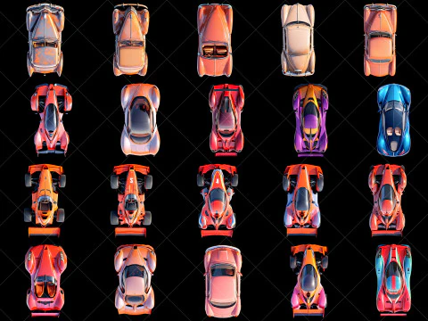 100 risorse di gioco di auto fantasy trasparenti CG Textures