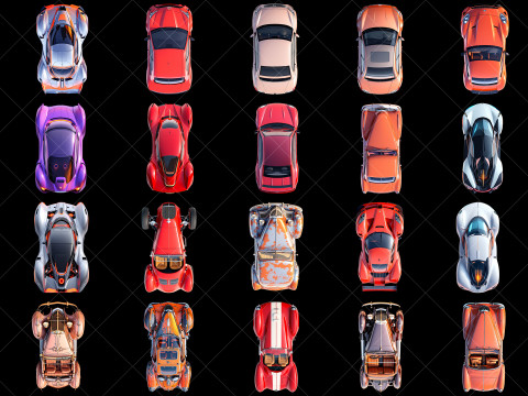 100 Transparent Fantasy Cars Game Asset CG Texturen