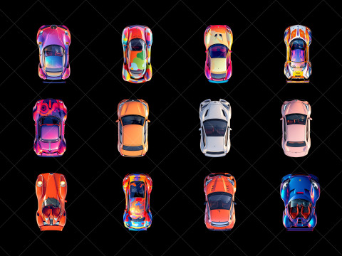 100 Transparent Fantasy Cars Game Asset CG Texturen
