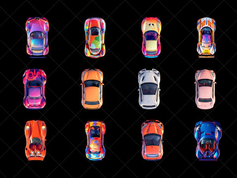 100 risorse di gioco di auto fantasy trasparenti CG Textures