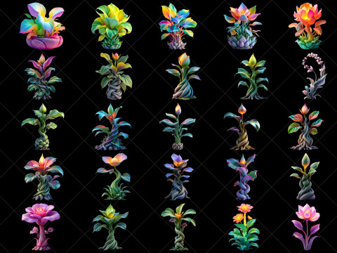 118 Transparent Fantasy Magical Alien Plants CG テクスチャ