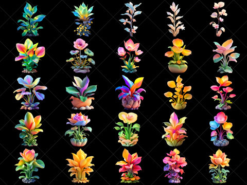 118 Transparent Fantasy Magical Alien Plants CG テクスチャ