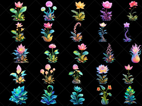 118 Transparent Fantasy Magical Alien Plants CG テクスチャ
