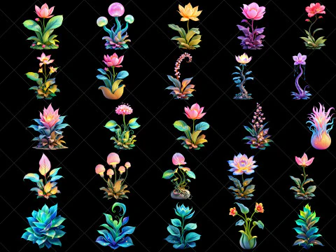 118 透明なファンタジー魔法のエイリアン植物 CG テクスチャ