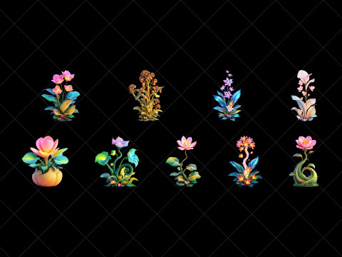 118 Transparent Fantasy Magical Alien Plants CG テクスチャ