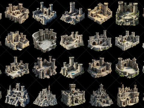 132 Ativo de Jogo Transparente Fantasy Castle Fort Texturas CG