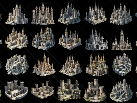 132 Transparent Fantasy Castle Fort Game Asset CG Texturen