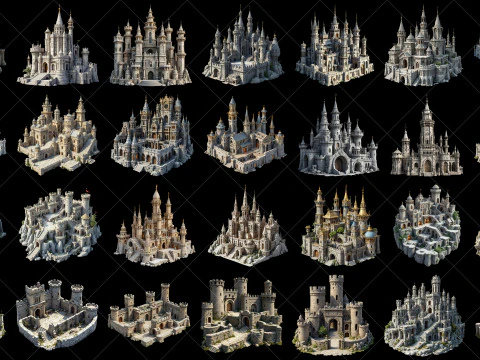 132 Ativo de Jogo Transparente Fantasy Castle Fort Texturas CG