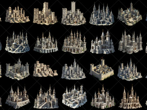 132 Ativo de Jogo Transparente Fantasy Castle Fort Texturas CG