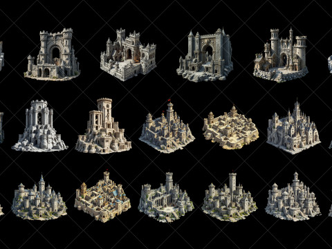 132 Transparent Fantasy Castle Fort Game Asset CG Texturen