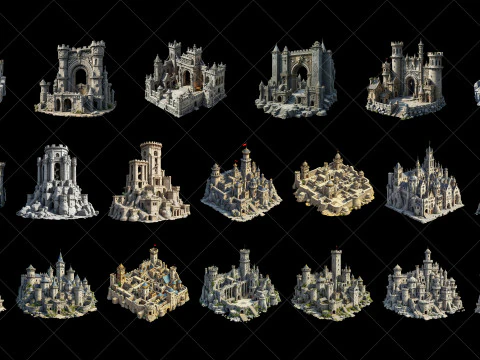 132 Ativo de Jogo Transparente Fantasy Castle Fort Texturas CG