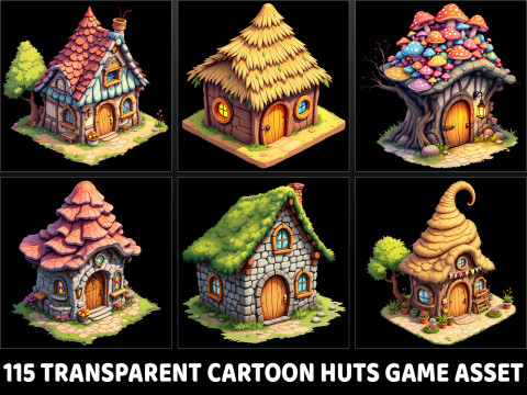 115 Transparent Fantasy Huts House Homes Game Assets Texturas CG