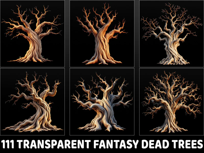 111 Transparent Fantasy Dead Trees CG Textures .c4d .max .obj .3ds .fbx .stl .blend