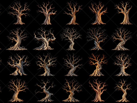 111 Transparent Fantasy Dead Trees CG Textures
