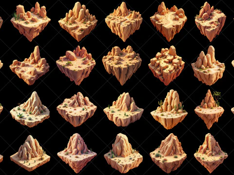 130 Transparent Fantasy Floating Mountain Islands CG Textures