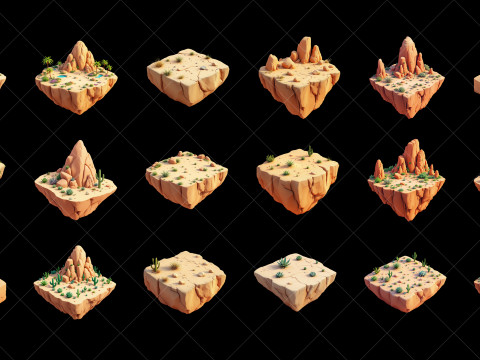 130 Transparent Fantasy Floating Mountain Islands CG 纹理