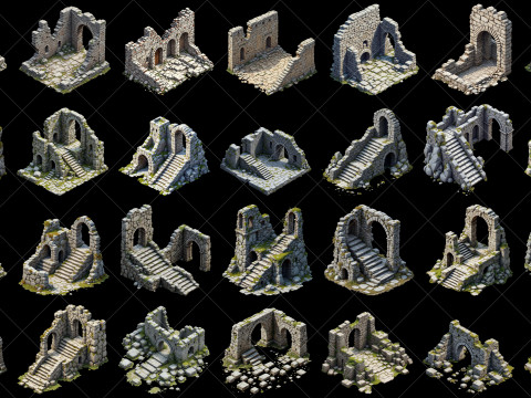 124 Transparent Fantasy Ancient Ruins CG Текстуры