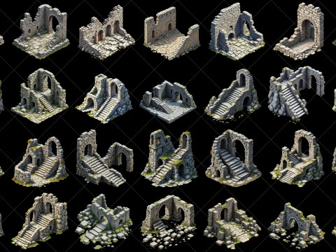 124 Transparent Fantasy Ancient Ruins CG Textures