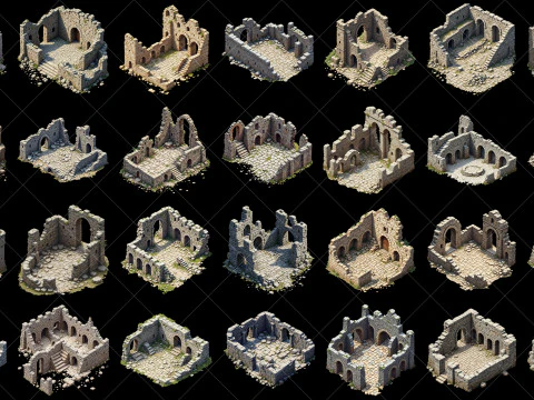 124 Transparent Fantasy Ancient Ruins CG Textures
