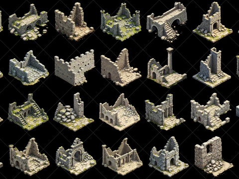 124 Transparent Fantasy Ancient Ruins CG Textures