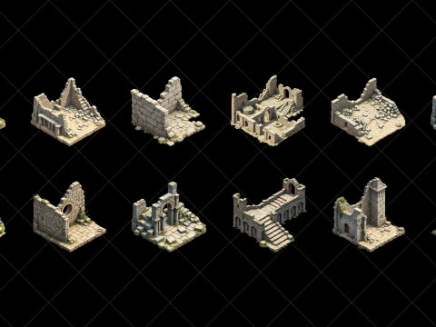 124 Transparent Fantasy Ancient Ruins CG Textures