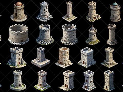 111 Transparent Fantasy Medieval Towers CG 텍스쳐