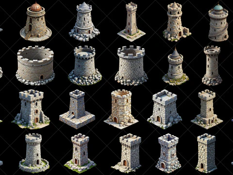111 Transparent Fantasy Medieval Towers CG Textures