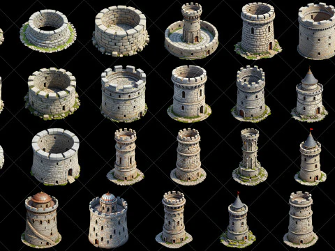 111 Transparent Fantasy Medieval Towers CG Textures