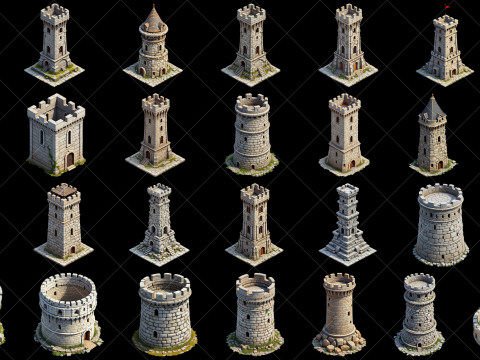 111 Transparent Fantasy Medieval Towers CG 텍스쳐