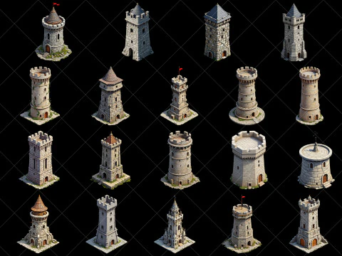 111 Transparent Fantasy Medieval Towers CG Textures