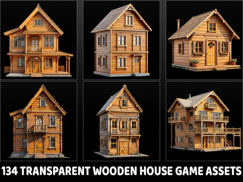 134 Activo de juego de casa de madera transparente Texturas CG