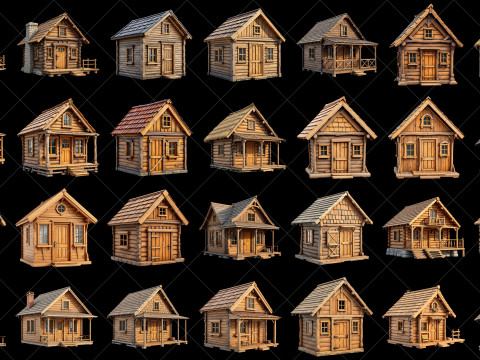 134 Transparent Wooden House Game Asset CG Dokuları