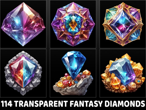 114 Transparent Fantasy Diamond Game Assets CG Dokuları