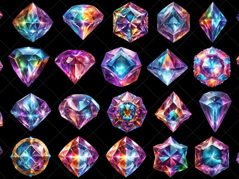 114 Transparent Fantasy Diamond Game Assets CG Textures