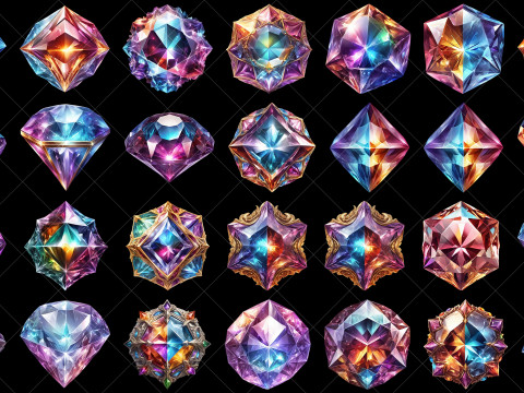 114 Transparent Fantasy Diamond Game Assets CG Textures