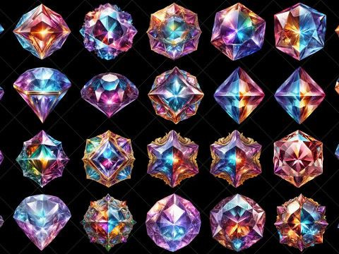114 Transparent Fantasy Diamond Game Assets CG Textures
