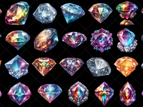 114 Transparent Fantasy Diamond Game Assets CG Textures