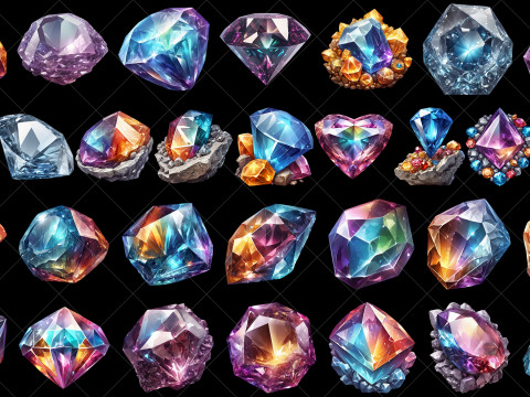 114 Transparent Fantasy Diamond Game Assets CG Textures