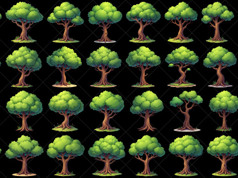 160 Transparent Fantasy Cartoon Trees Game Assets CG 텍스쳐