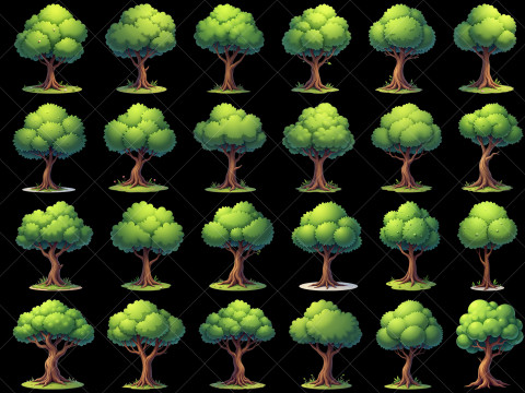 160 Transparent Fantasy Cartoon Trees Game Assets CG 텍스쳐