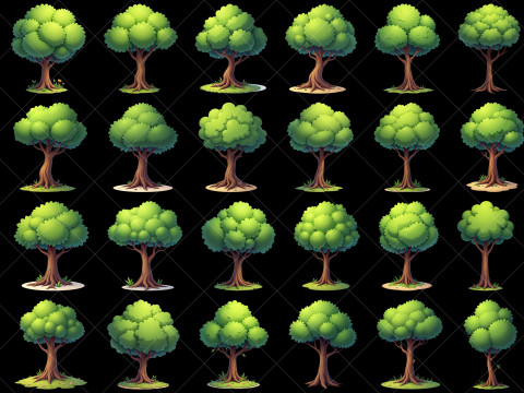 160 Transparent Fantasy Cartoon Trees Game Assets CG 텍스쳐