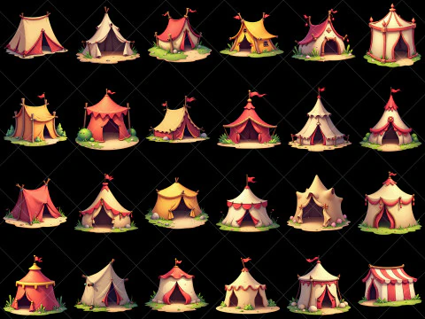 160 risorse di gioco per tende da cartone animato trasparenti CG Textures