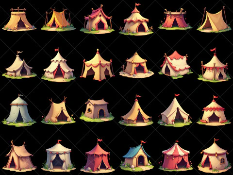 160 risorse di gioco per tende da cartone animato trasparenti CG Textures