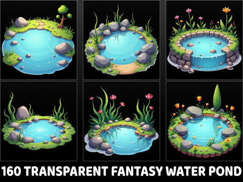 160 Transparent Fantasy Water Ponds Game Asset Tekstur CG